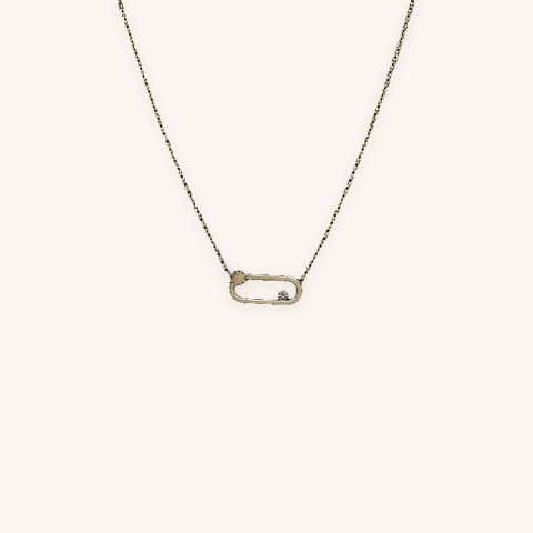 Collier ovale star en acier jaune - Zag Bijoux