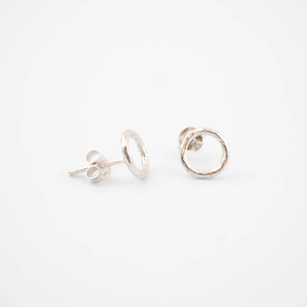 Silver circle earrings -...