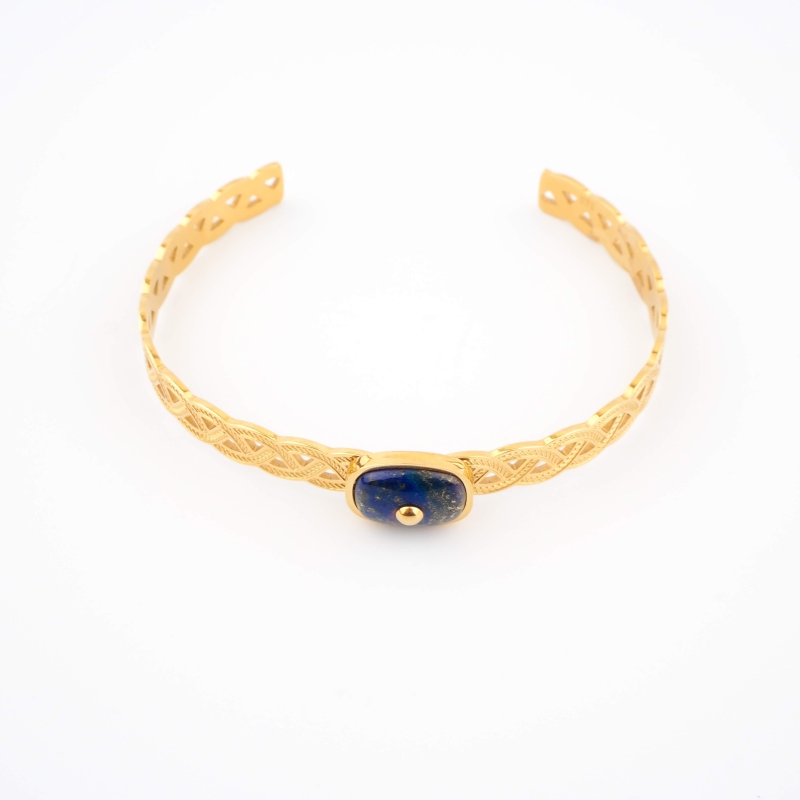 Tresse blue gold bangle bracelet - Zag Bijoux