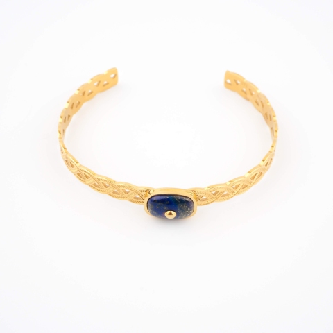 Tresse blue gold bangle bracelet - Zag Bijoux