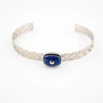 Tresse blue silver bangle bracelet - Zag Bijoux