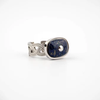 Bague tresse lapis lazuli acier - Zag Bijoux