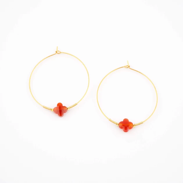 Elena red gold hoops...