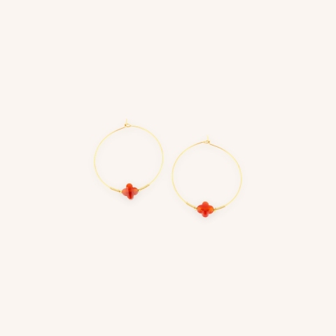 Elena red gold hoops earrings - Zag Bijoux