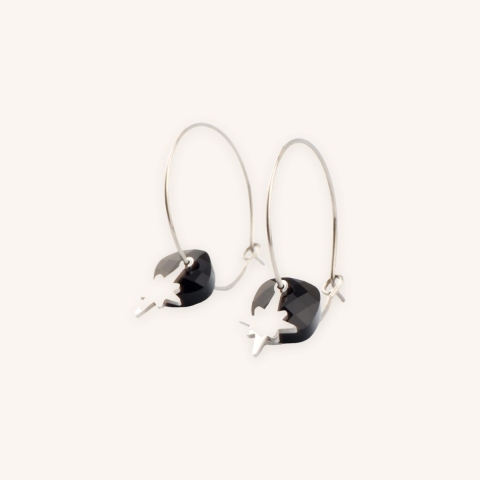 Boucles d'oreilles créoles Théa onyx - Zag Bijoux