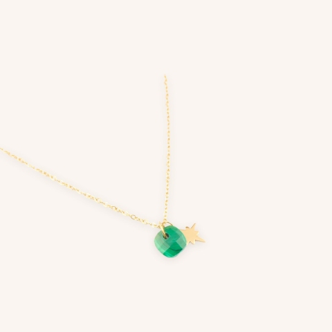 Collier stone polar en acier et malachite - Zag Bijoux