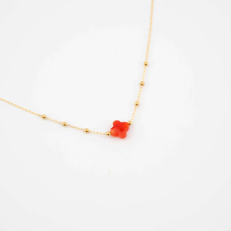 Clover red gold necklace - Zag Bijoux