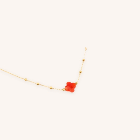 Clover red gold necklace - Zag Bijoux