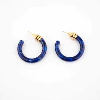 Boucles d'oreilles créoles acétate bleu - Zag Bijoux