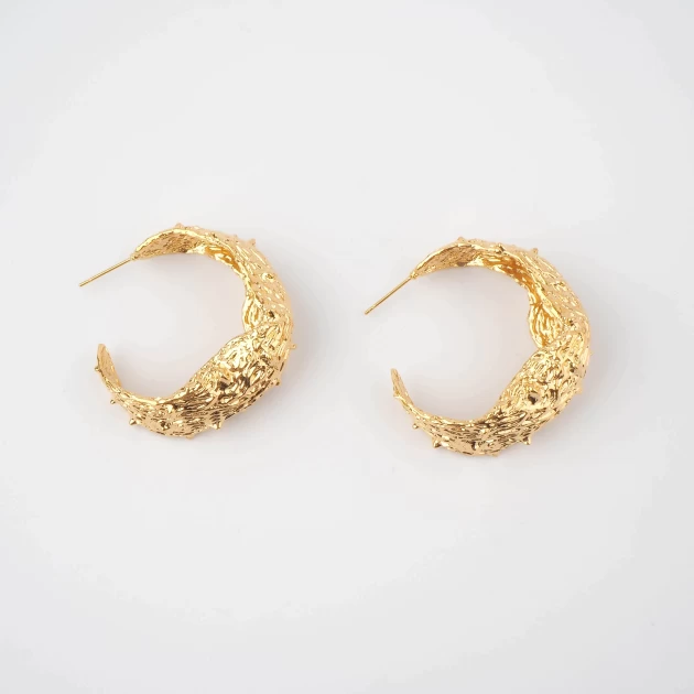 Leaves gold hoops earrings...