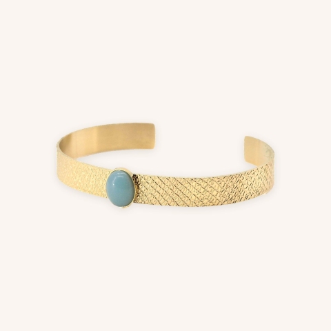 Bracelet jonc stone en acier et amazonite - Zag Bijoux
