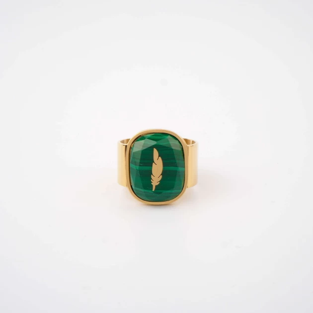 Bague feather malachite en...