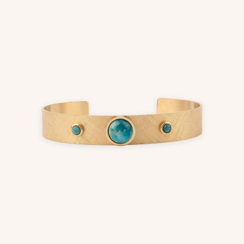 Bracelet jonc Billy apatite en acier jaune - Zag Bijoux