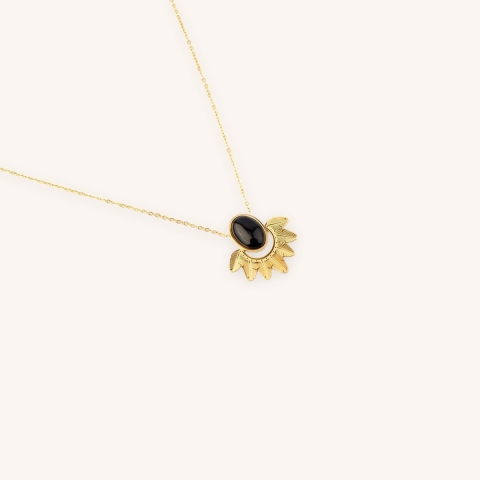 Collier Palm onyx en acier jaune  - Zag Bijoux
