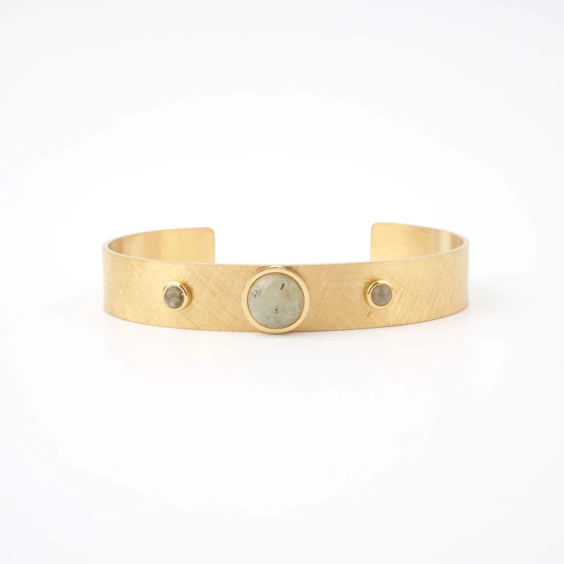Billy labradorite gold bangle bracelet - Zag Bijoux