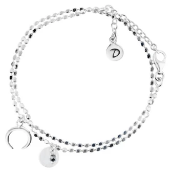 Bracelet double chaîne pastille et corne - Doriane bijoux