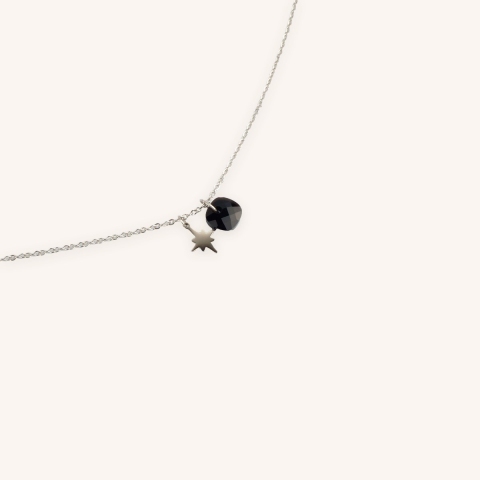 Collier stone polar en acier et onyx - Zag bijoux