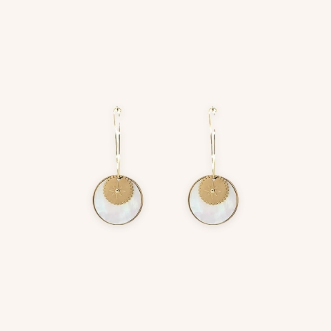 Pearly chip gold hoop earrings - Zag Bijoux