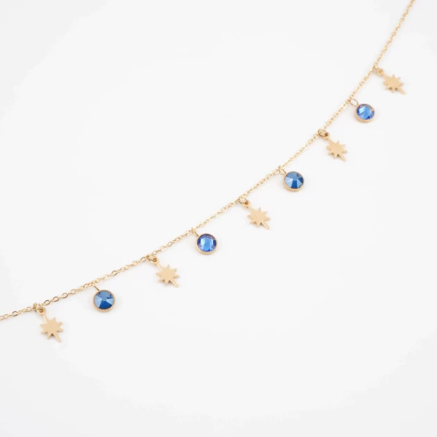 Akash blue gold necklace -...