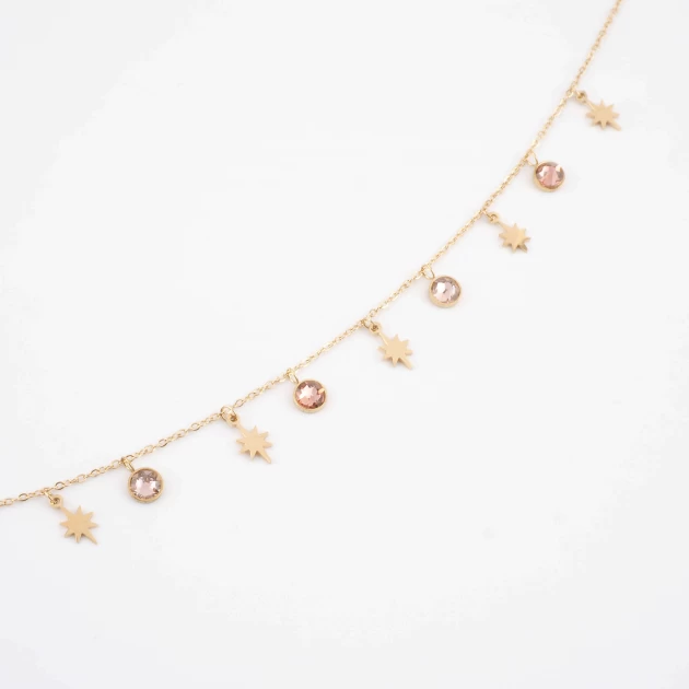 Akash pink gold necklace -...