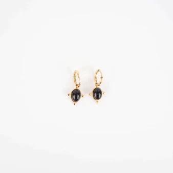 Boucles d'oreilles créoles Lya noires en acier - Zag Bijoux