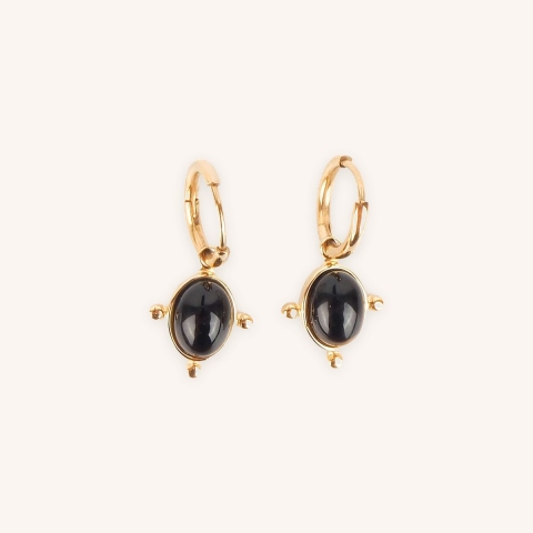 Lya black gold hoop earrings - Zag Bijoux