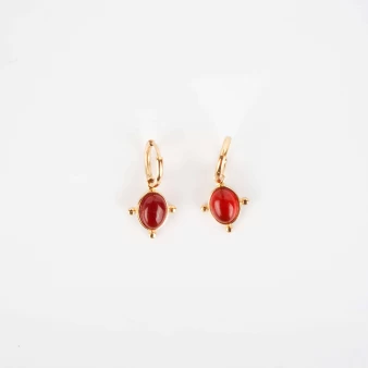 Boucles d'oreilles créoles Lya rouges en acier - Zag Bijoux