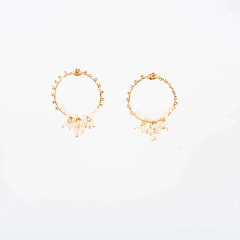 Grappa pearl gold earrings - Zag Bijoux