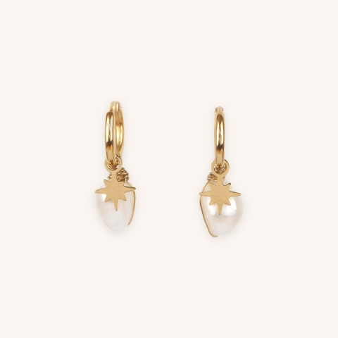 Boucles d'oreilles créoles boussole perle - Zag Bijoux