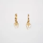 Pearl compass gold hoop earrings - Zag Bijoux