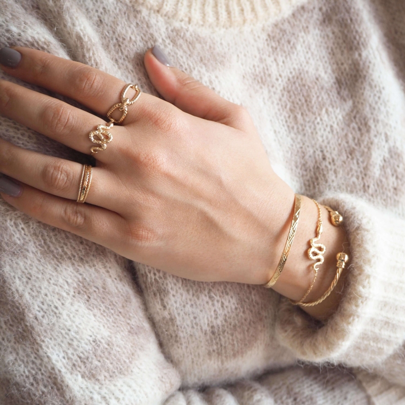Ewan gold bangle bracelet - Pomme Cannelle