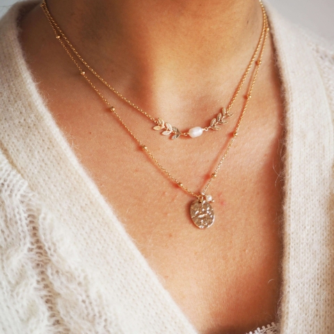 Collier épis perlé en plaqué or - Pomme Cannelle
