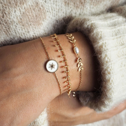 Bracelet épis perlé en plaqué or - Pomme Cannelle