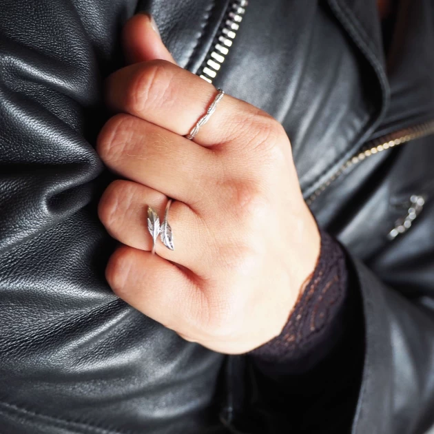 Bague feuille argent - Pomme Cannelle