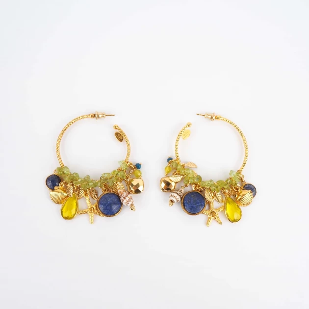 Anastasia blue gold hoop earrings - Gas bijoux