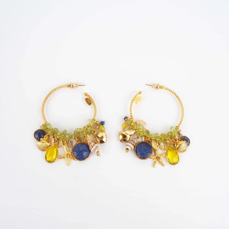 Boucles d'oreilles créoles Anastasia bleues or - Gas bijoux