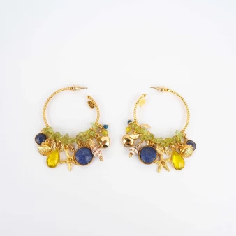 Anastasia blue gold hoop earrings - Gas bijoux