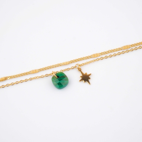 Bracelet stone polar malachite en acier - Zag Bijoux