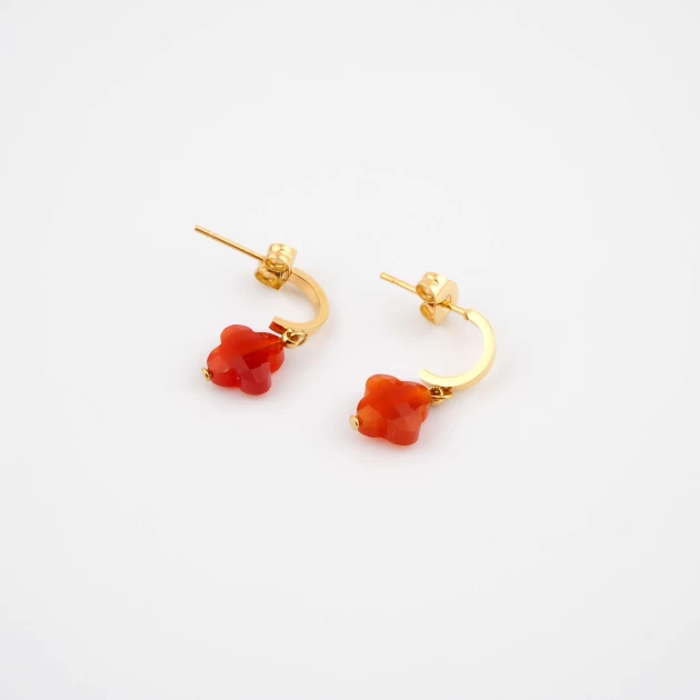 Tiny red gold hoops...
