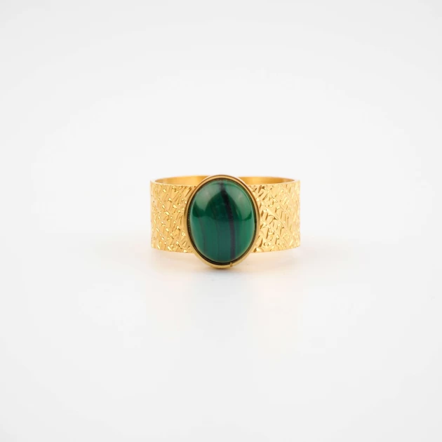 Stormy green gold ring -...