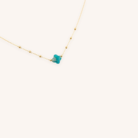Collier trèfle apatite en acier jaune - Zag Bijoux