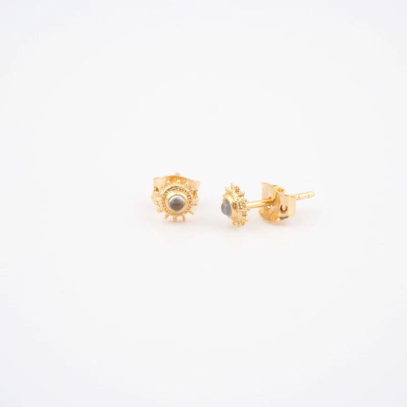 Sun labradorite gold earrings - Pomme Cannelle