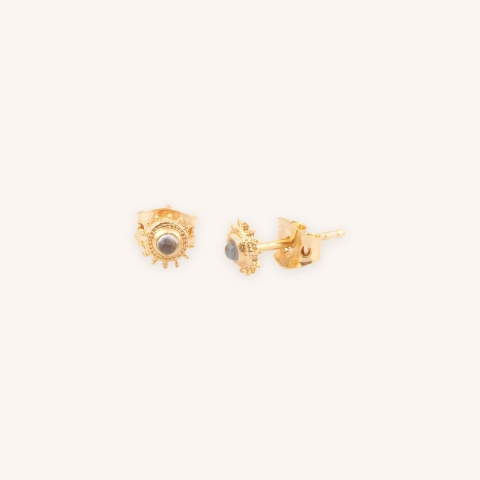 Sun labradorite gold earrings - Pomme Cannelle