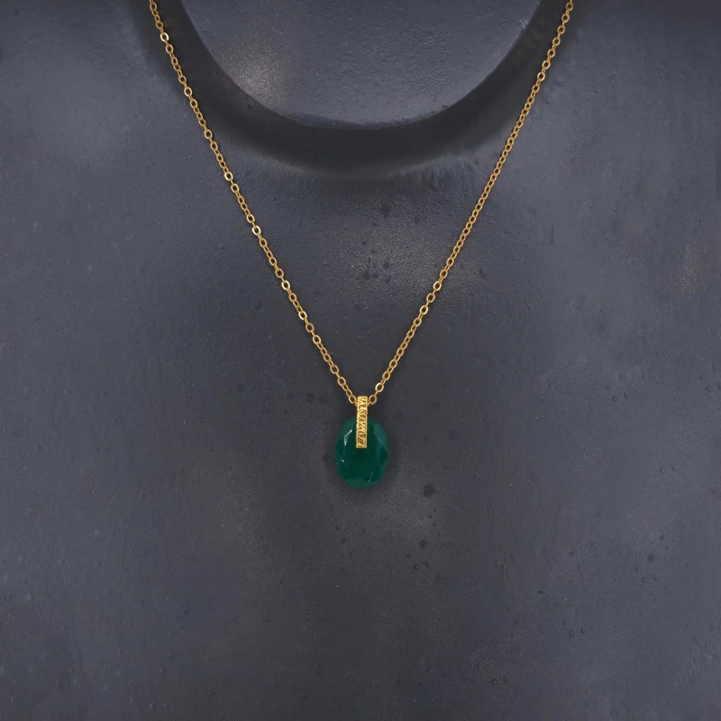Cleopatre green gold necklace - LuckyTeam