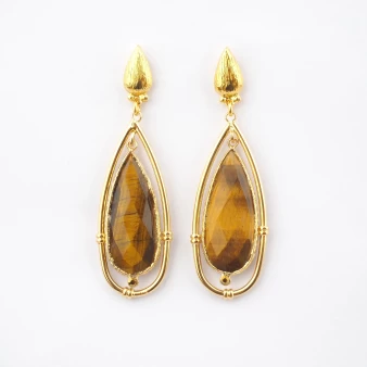 Serti cage brown gold earrings - Gas bijoux