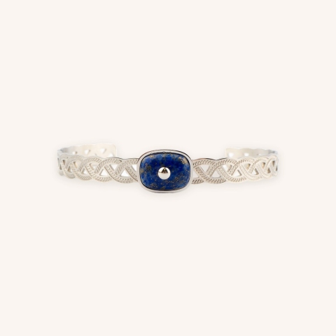 Bracelet jonc tresse lapis lazuli acier - Zag Bijoux