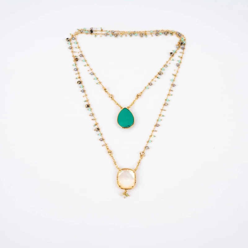 Scapular turquoise gold necklace - Gas Bijoux