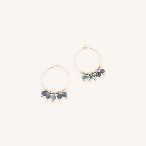 Boucles d'oreilles créoles Lina malachite - Zag Bijoux