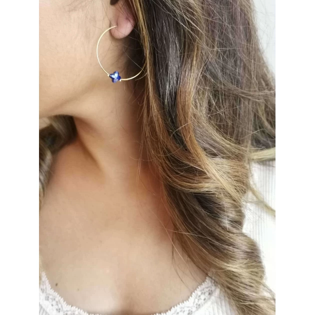 Boucles d'oreilles créoles Elena lapis lazuli - Zag Bijoux