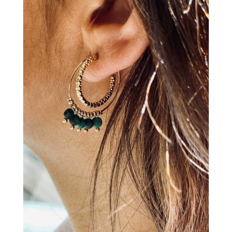Boucles d'oreilles créoles Lina lapis lazuli - Zag Bijoux